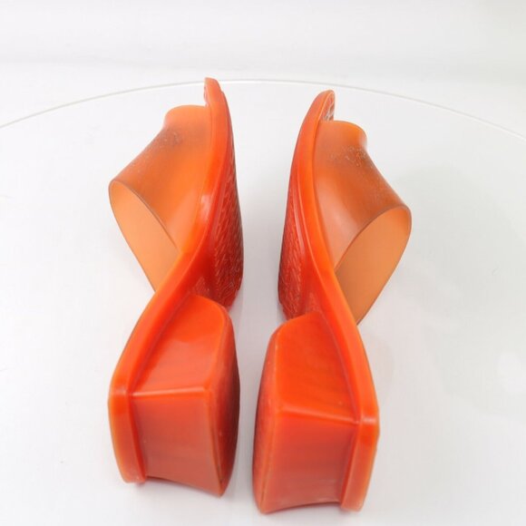 Melissa Opening Ceremony Womens Ladii Sandal Size 7 Coral Slide Mule Block Heel - Picture 8 of 12